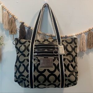 Coach Monogram metallic handles shoulder bag